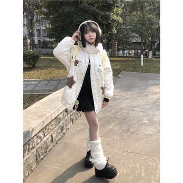 梨屋pear house 原創設計星星小狗棉服外套寬松夾棉重工刺繡