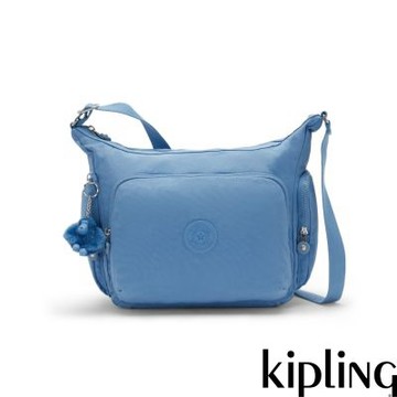 『牛角包』Kipling 復古藍多袋實用側背包-GABB