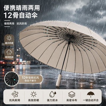 ⚡臺灣上新⚡優選⭐12骨全自動雨傘晴雨加固加大摺疊抗風兩用加固太陽傘防曬紫外線