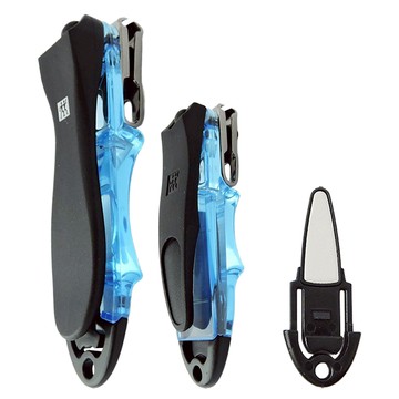 ZWILLING 雙人 晶亮多向旋轉指甲刀禮盒組 附可拆式銼刀 42421-300-0 中款7.5 x 1.9cm 25g + 大款9.7 x 2.6cm 32g  晶亮藍  1組