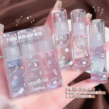 小紅書爆款💕Cappuvini卡泡棉花糖護脣油 清透 嘟嘟護  脣油 透明 脣釉 保溼 滋潤 補水脣蜜 疊塗 玻璃脣
