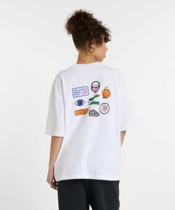 NEW BALANCE 短T NB 白色 插畫LOGO 短袖 上衣 女 WT51568WT