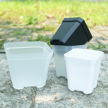 塑料种花盆 加厚小方大方多肉盆八角盆塑料方形綠植種植黑白透明盆栽萬象花盆【MJ18006】