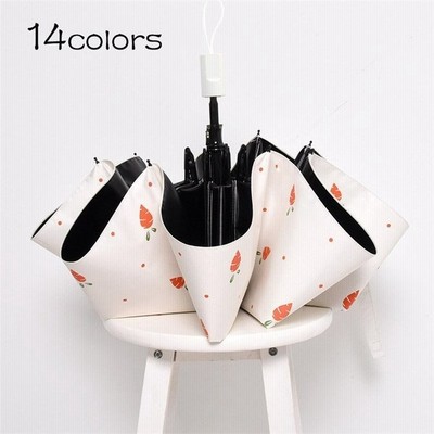 日傘 折りたたみ傘 レディース メンズ 軽量 いちご柄 黒ゴム 可愛い Uvカット8本骨 ミニ傘 雨傘 遮光 遮熱 3段折りたたみ 紫外線対策 自動 通販 Lineポイント最大get Lineショッピング