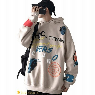 Beibang パーカー メンズ フード付き トレーナー ゆったり プリント プルオーバー オシャレ 厚手 スウェットパーカー カジュアル 通販 Lineポイント最大get Lineショッピング