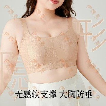【臺灣出貨👙】國風提拉上託內衣大胸顯小無鋼圈防下垂後排扣背心兔耳杯聚攏內衣【伊娜美】