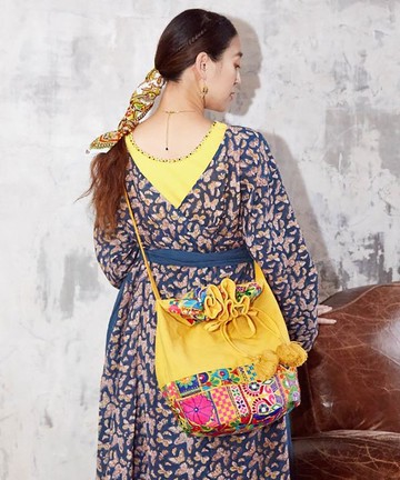 【熱門預購】傳統印度拼接抽繩單肩包3色 IAWP4102