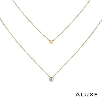 ALUXE 亞立詩 10K金 鑽石項鍊 金球雙鍊 珍愛系列 Be Myself NN0134