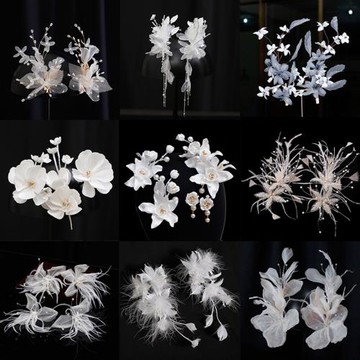 新娘頭花韓式超仙森系甜美花朵發夾高級感頭飾結婚禮白紗造型配飾