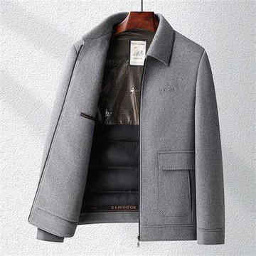 【米蘭精品】羊毛夾克休閒外套-山羊絨簡約拆卸內膽夾克男外套74id37