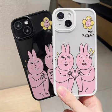 好基友粉紅兔子 iPhone16Pro手機殼 亞克力手機殼 蘋果15Pro防摔殼 i14保護殼 i13硬殼 i12保護殼