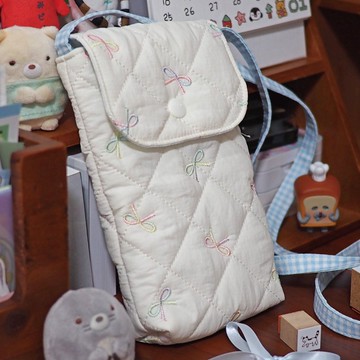 小狗巴士 可愛小狗 軟萌手作包包 夾棉手機小挎包/耳機包