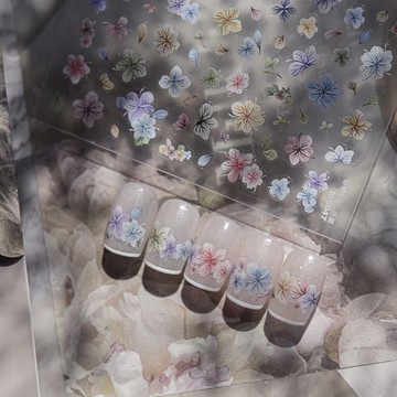 💗台灣出貨💗網紅新款仿真彩色乾花美甲貼紙超薄小碎花雛菊立體浮雕指甲裝飾品