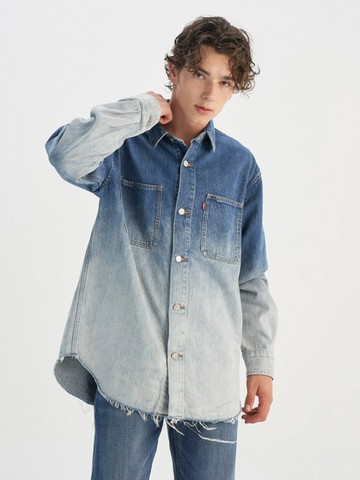 【1111限搶3折起】男款 漸層 貓鬚 襯衫外套 牛仔外套 熱賣單品