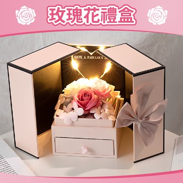 🎈氣球快易送🎈玫瑰花禮盒 (項鍊需自備) LED玫瑰花盒 飾品盒 情人禮盒 玫瑰花盒 情人節禮物 求婚【台灣現貨】