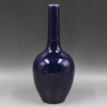 清康熙年制祭藍釉竹節膽瓶手工仿古老貨瓷器家居擺件古董古玩收藏1入