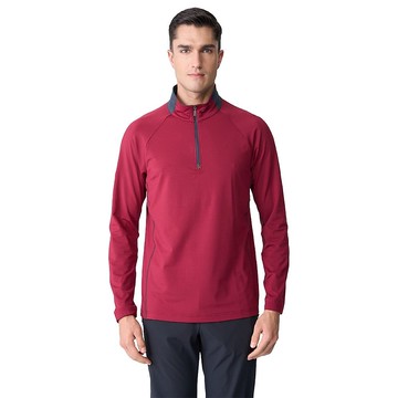 【Wildland 荒野】前襟拉鍊彈性保暖機能衣 男 0B12608-172不丹紅