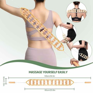 實木拉背條按摩器滾輪后背推滾背部腰部經絡疏通手持式家用放松