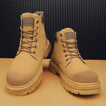 高幫鞋馬丁靴工裝靴 男鞋馬丁靴 男高幫英倫靴英倫風工裝沙漠大黃靴皮靴軍工防水短靴子