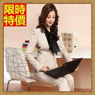 OL套裝長袖褲裝-商務上班族辦公端莊大氣時尚修身女西裝外套制服2色66x16【獨家進口】【米蘭精品】