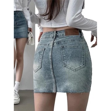 Codibook｜韓國 thepink 皮革標籤低調刷色牛仔短裙3色［預購］裙子 牛仔裙 女裝