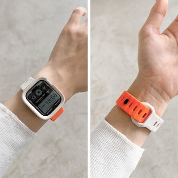 液態矽膠錶帶+保護殼套裝 適用於 Apple Watch Ultra2 9 8 7 6 5 SE 男女運動錶帶 蘋果錶帶