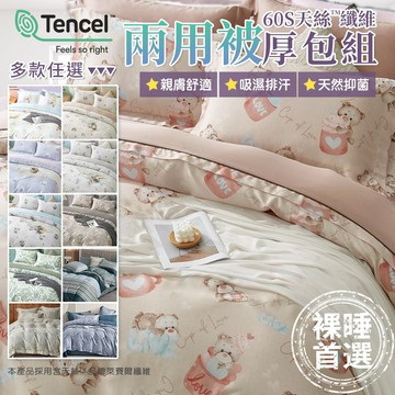 60支 特大鋪棉床包四件組 枕套 兩用被 100%天絲 厚包 (二)