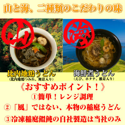 レンジ調理 冷凍稲庭うどん 比内地鶏うどん 海鮮煮うどん (6人前)