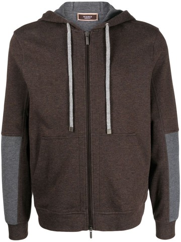 Peserico - zip-up hooded sports jacket - men - Nylon/Cotton/Merino/Cashmere - 48 - Brown
