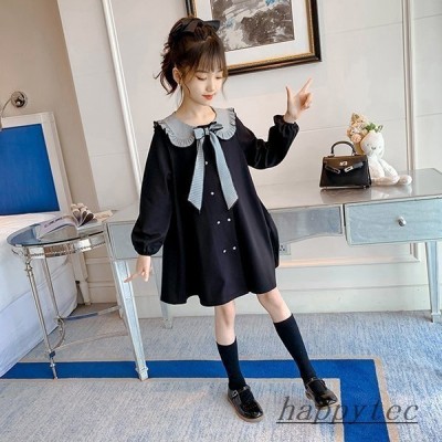 ワンピース キッズ 長袖ワンピース 子供服 女の子 秋 冬 ロングワンピース 蝶結び リボン 子供ドレス ジュニア フレア カジュアル 通販 Lineポイント最大get Lineショッピング