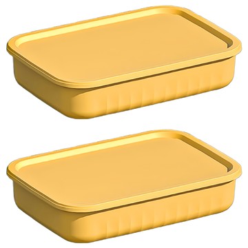 北歐風收納箱 Set  加厚PP材質  扁形(35.5 x 25.5 x 8cm)  黃色  1組