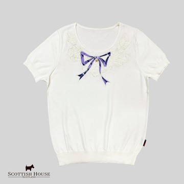 【SCOTTISH HOUSE】米白色圓領蝴蝶結針織 CHT11467