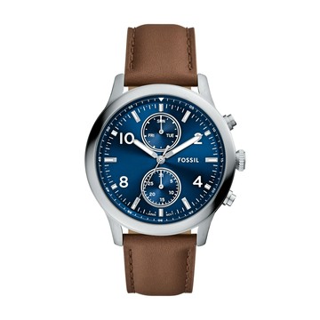 FOSSIL Bennett 雋永藍多功能皮革手錶 BQM7090 附提袋