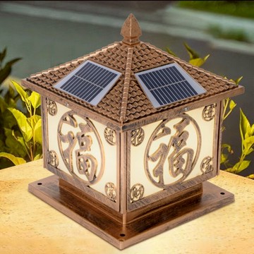 太陽能庭院柱頭燈花園別墅大門柱燈戶外圍墻燈室外防水歐式柱子燈