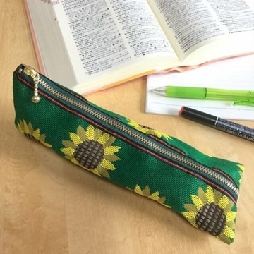 【向日葵】榻榻米邊飾 筆袋 綠色 懷舊 夏日