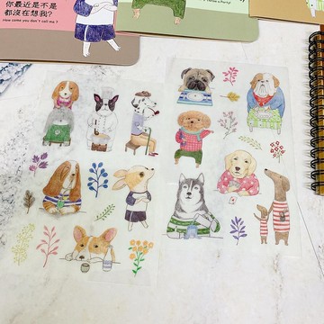 狗日子轉印貼紙 文具 狗 犬類 轉印貼紙 手帳周邊 療癒 插畫