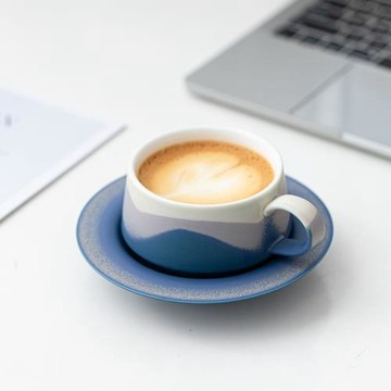 窯變一山咖啡杯碟套裝高顏值馬克杯辦公室下午茶情侶水杯定制logo