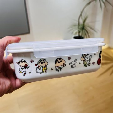 陶瓷三格飯盒蠟筆睡衣學生食堂打飯碗上班族減脂便當盒微波爐加熱