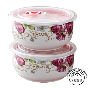 陶瓷保鮮碗泡面碗微波爐飯盒帶蓋冰箱密封盒套裝碗水果盒家用輕奢【木屋雜貨】