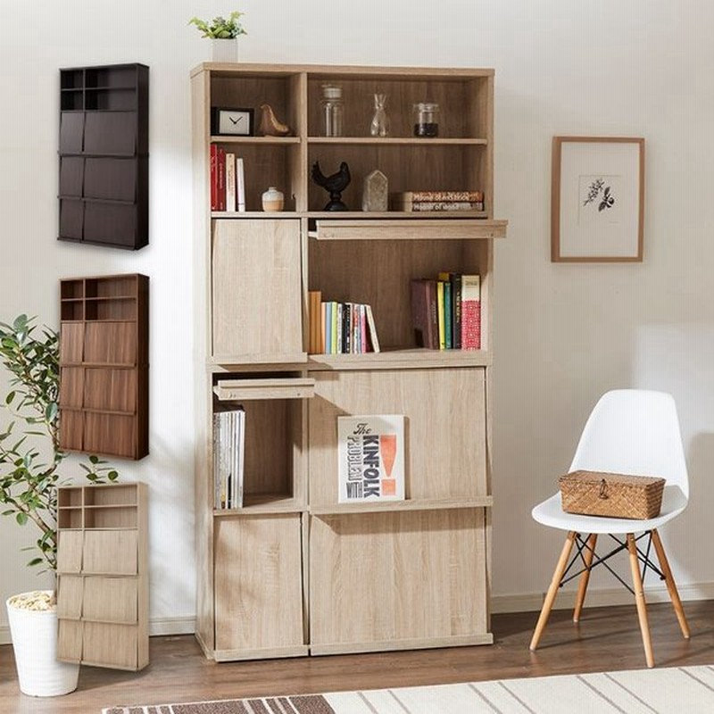 ディスプレイラック スリム 2個組 キャビネット 書棚 絵本棚 大容量 リビング 収納 本棚 木製 カウンター下 フラップ おしゃれ 北欧 通販 Lineポイント最大get Lineショッピング