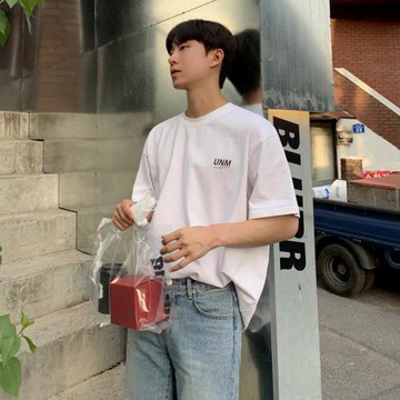 MRCYC短袖男夏季潮牌t恤韓系潮流百搭圓領體恤字母印花五分袖上衣