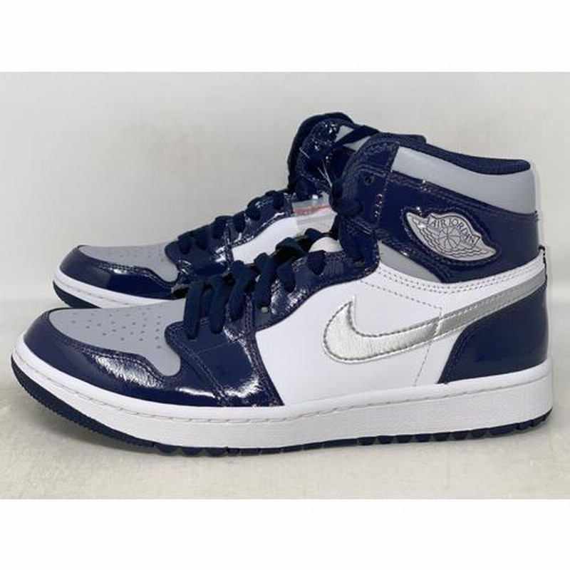 25.5cm DQ0660-100 AIR JORDAN 1 HIGH GOLF Patent Midnight Navy エア