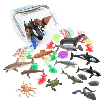 TERRA BY BATTAT 海洋世界 情境桶  共60個模型  認識海洋動植物  仿真模型  手把桶裝  1桶