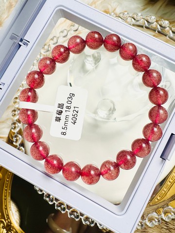 頂級濃郁滿籽鴿血草莓晶8.5mm18.03g水晶桃花愛情正緣