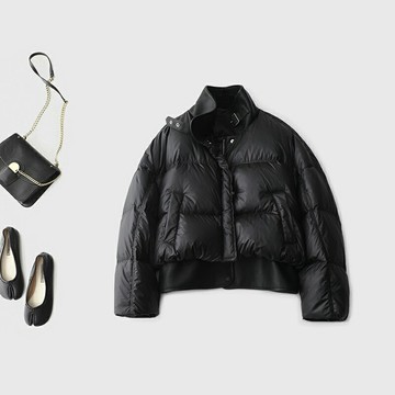 現貨+預購 真 羽絨90%白鴨絨 羽絨外套鴨絨夾克-美拉德拼皮設計短款女外套3色74gp66【獨家進口】【米蘭精品】