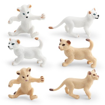 🌈「動物世界」仿真野生動物模型兒童認知行走小獅仔白色獅子幼崽裝飾擺件