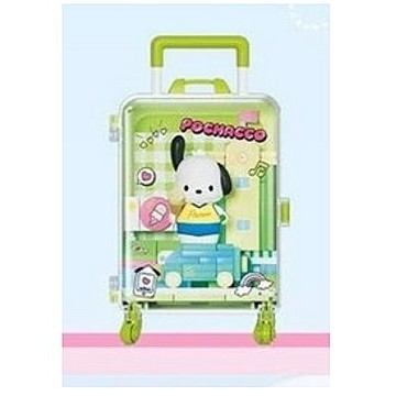 asdfkitty*三麗鷗 x 森寶 AREAX磚區 萌心奇旅 帕恰狗 行李箱造型 拼裝積木 微縮展示盒-正版