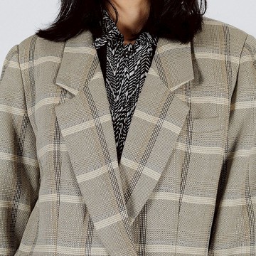 【蛋植物古着】節奏格紋毛料古著西裝外套