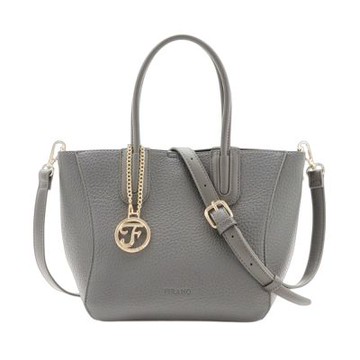 FIRANO-F LOGO 吊飾皮革手提/斜背兩用包(深灰色)