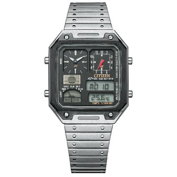 CITIZEN星辰錶 JG2126-69E Chronogragh系列 復古風古典電子計時腕錶/ 黑33.4 x 45.4mm｜樂天全館特惠中★指定刷卡回饋10%